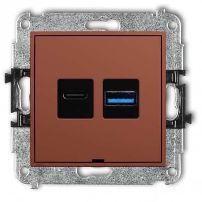 KARLIK MINI Ładowarka USB C + A podwójna bez pola opisowego terakota 63MCUSBBO-8 (63MCUSBBO-8)